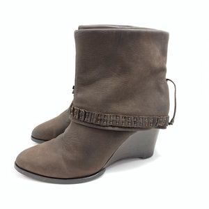 B. Makowsky Maddison Leather Foldover Booties